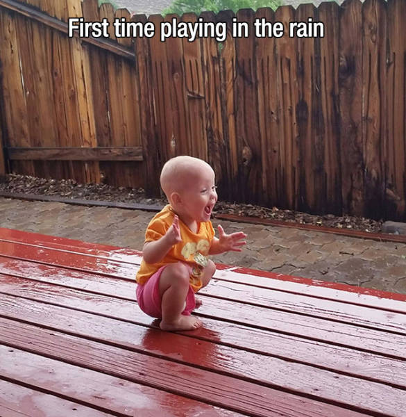 First time playing in the rain